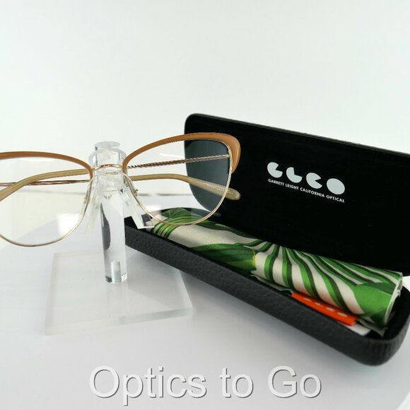 GARRETT LEIGHT VISTA 53-17-143  GOLD-CARAMEL LAMINATE CATEYE - Picture 1 of 9